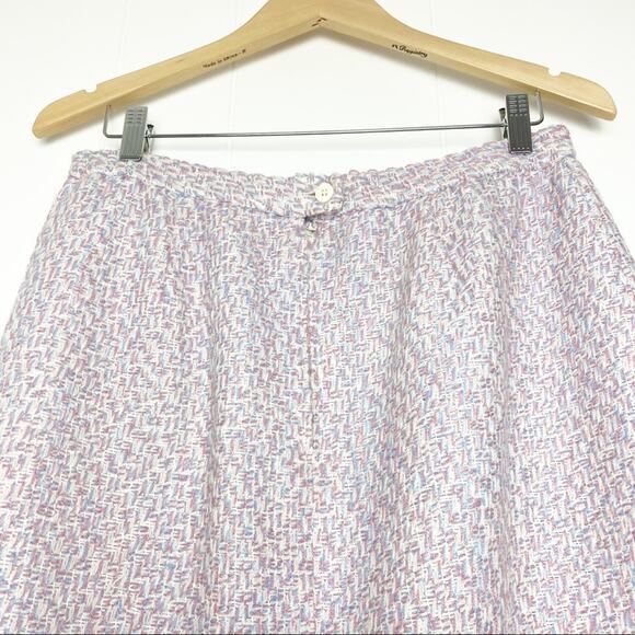 Vintage Pink Blue & White Spring Tweed A-line Pencil Skirt Women’s Size Large - Picture 9 of 14